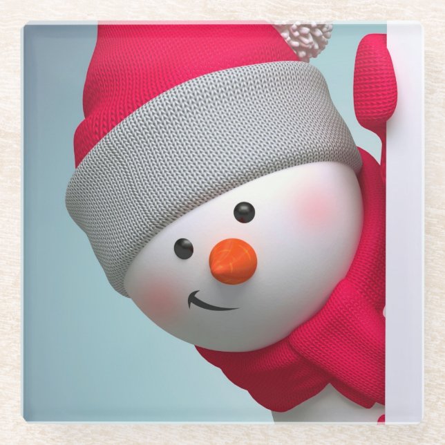 Posavasos De Vidrio Snowman (Anverso)