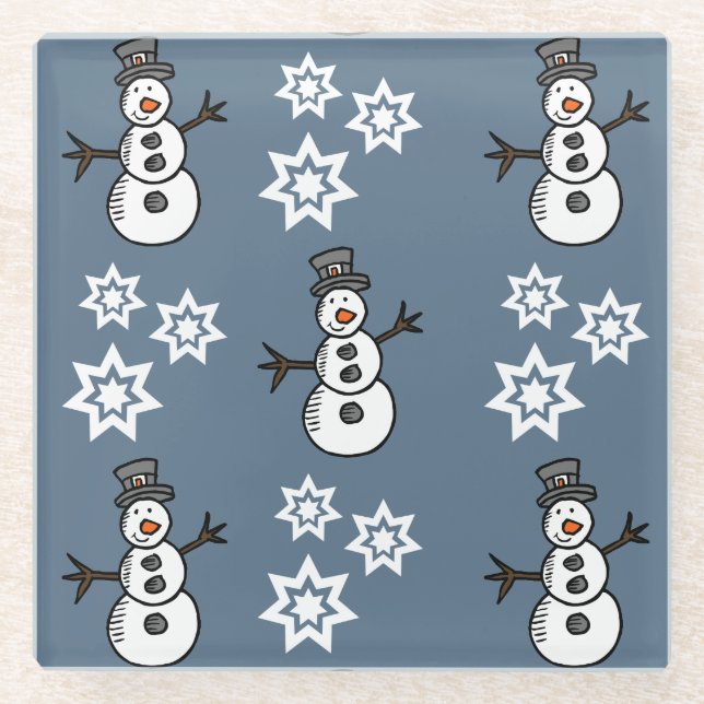 Posavasos De Vidrio Snowman (Anverso)