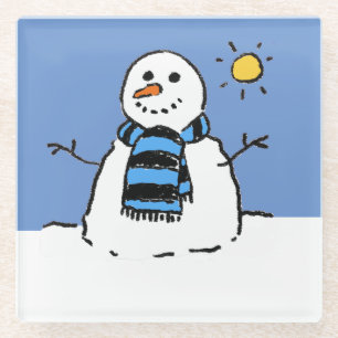 Posavasos De Vidrio Snowman al sol