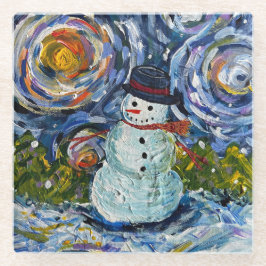 Posavasos De Vidrio Snowman Coaster