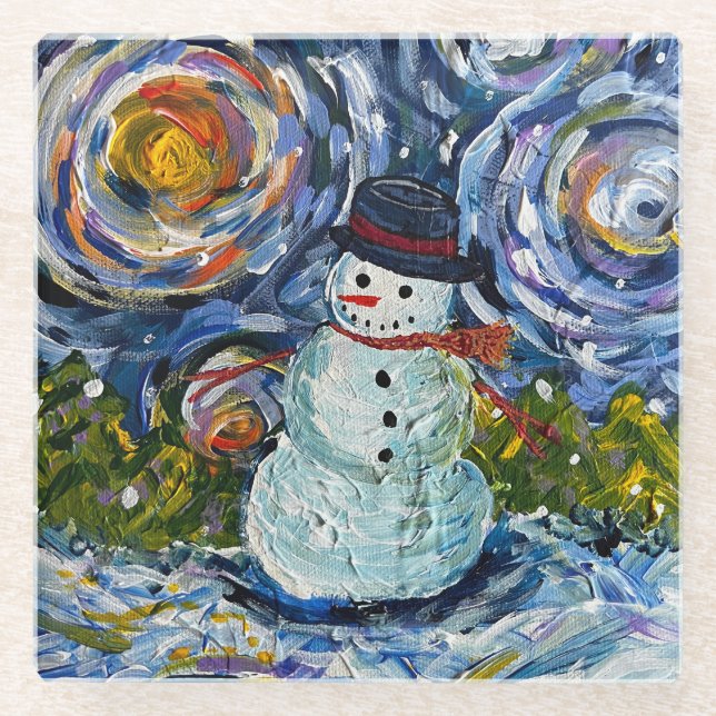 Posavasos De Vidrio Snowman Coaster (Anverso)
