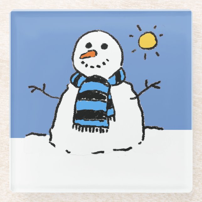 Posavasos De Vidrio Snowman en los Navidades Sunshine (Anverso)