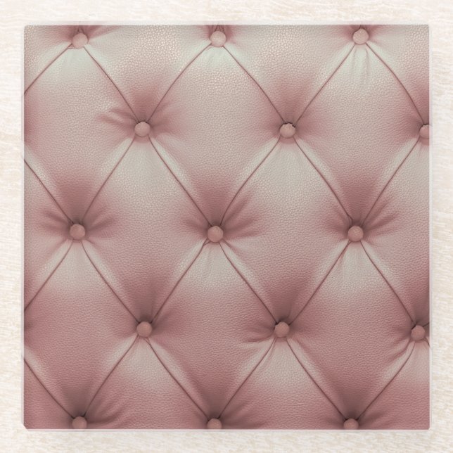 Posavasos De Vidrio Sofá De Cuero Rosa, Fondo Texturado. (Anverso)