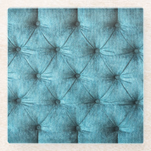 Posavasos De Vidrio Sofá de terciopelo turquesa cerca