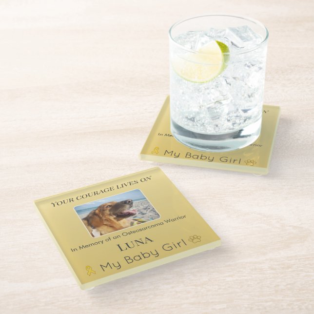 Posavasos De Vidrio Soft Golden Osteosarcoma Pet Keepsake (Angular)