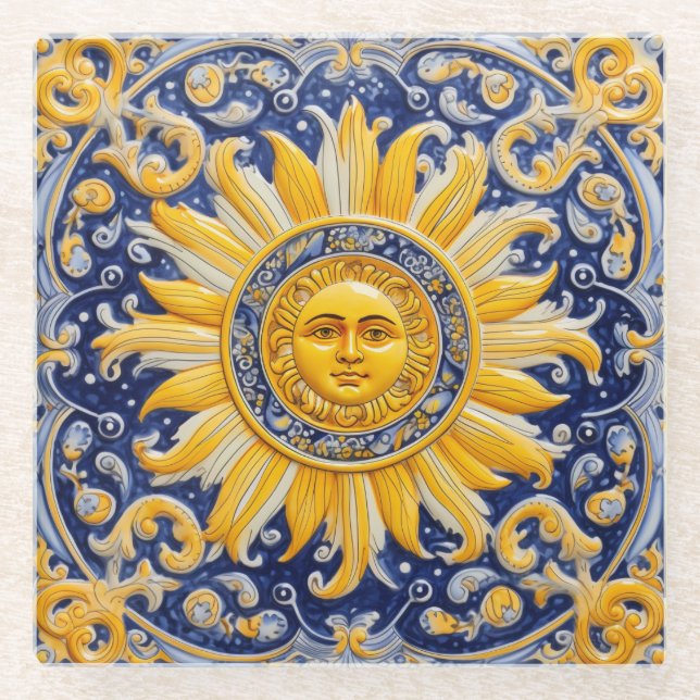 Posavasos De Vidrio Sol Mediterráneo (Anverso)