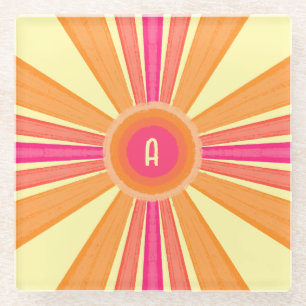 Posavasos De Vidrio Sol Orange y Rosa