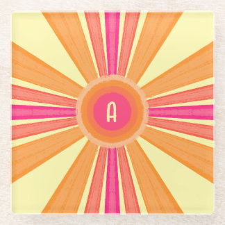 Posavasos De Vidrio Sol Orange y Rosa