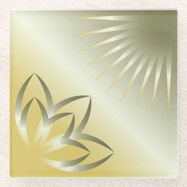 Posavasos De Vidrio sol y flor (Anverso)