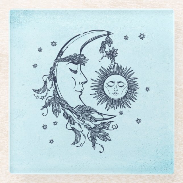 Posavasos De Vidrio Sol y Luna (Anverso)