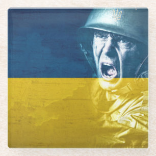 Posavasos De Vidrio Soldado ucraniano de paz en guerra