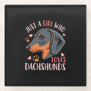 Posavasos De Vidrio Sólo un Chica que ama a Dachshunds
