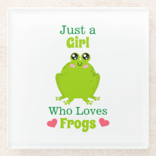 Posavasos De Vidrio Solo un Chica que ama las ranas