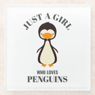 Posavasos De Vidrio Sólo un chica que ama los pingüinos