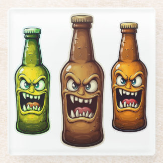 Posavasos De Vidrio Solo un montón de botellas de cerveza enojadas 