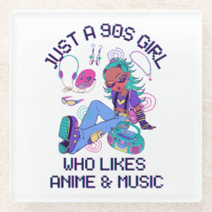 Posavasos De Vidrio Solo una chica de los 90 que le gusta la música