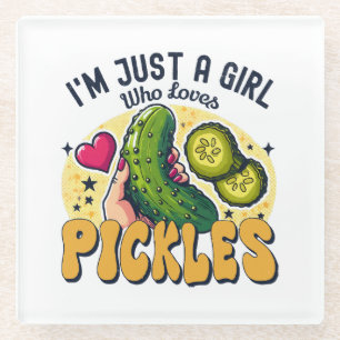 Posavasos De Vidrio Sólo una chica que ama los pepinillos - Divertido