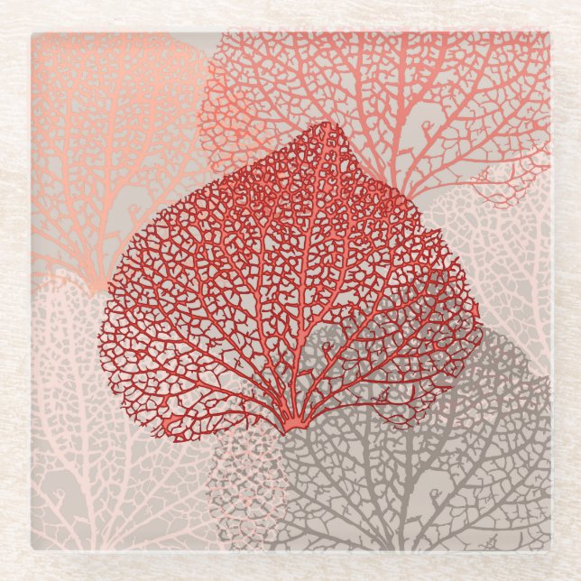 Posavasos De Vidrio Sombra de coral (Anverso)