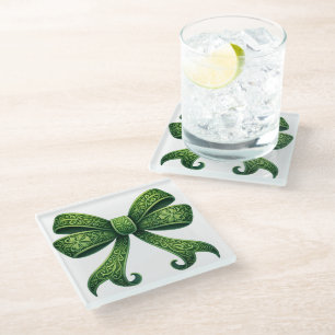 Posavasos De Vidrio SOMBRAS DE bonito DE BOWS TEMÁTICOS VERDES IRLANDE