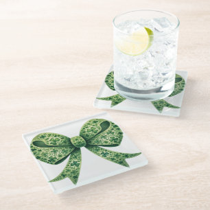 Posavasos De Vidrio SOMBRAS DE bonito DE BOWS TEMÁTICOS VERDES IRLANDE