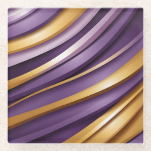 POSAVASOS DE VIDRIO SOMBRILLAS DE PURPLE Y HUELLAS DE ORO