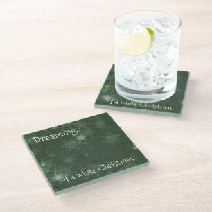 Posavasos De Vidrio Soñando con los Navidades blancos con copos de ni