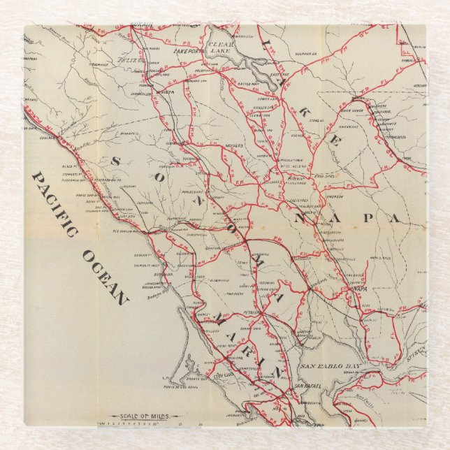 Posavasos De Vidrio Sonoma, Marin, lago, y condados de Napa (Anverso)