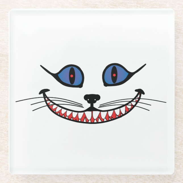 Posavasos De Vidrio Sonrisa de gato de Cheshire (Anverso)
