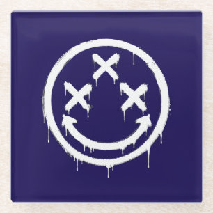 Posavasos De Vidrio Sonrisa Grafiti de Triple X-Ojos