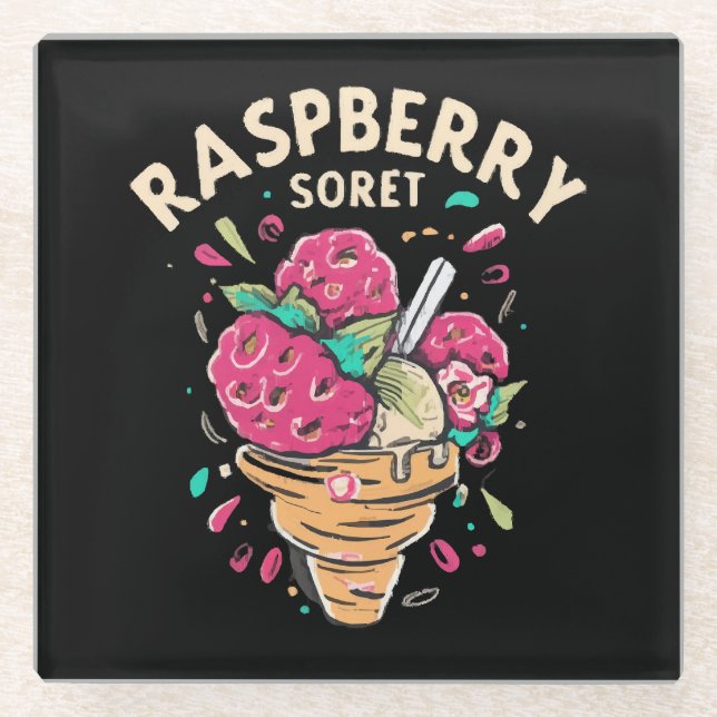 Posavasos De Vidrio Sorbete de frambuesa (Anverso)