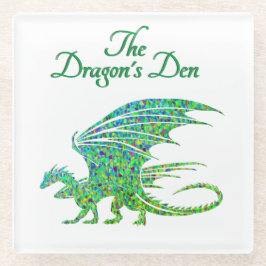 Posavasos De Vidrio Sorprendente Dragón Verde Mosaico Personal