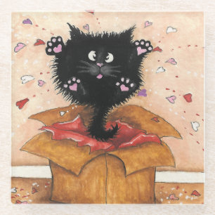 Posavasos De Vidrio Sorpresa Gato Kitty por Bihrle