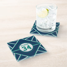 Posavasos de vidrio Sorts Inspired verde y azul tu