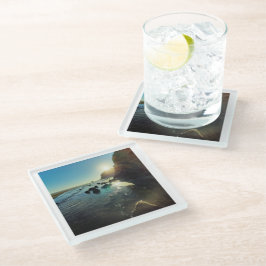 Posavasos De Vidrio Souvenir de Nueva Zelanda Foto de la Costa Oeste