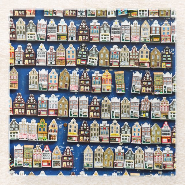 Posavasos De Vidrio souvenirs holandeses, escena de la calle de Amster (Anverso)