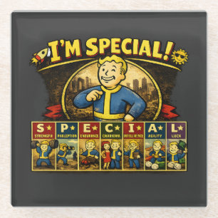 Posavasos De Vidrio Soy Especial   Stats Mousepad Inspirado en Fallout