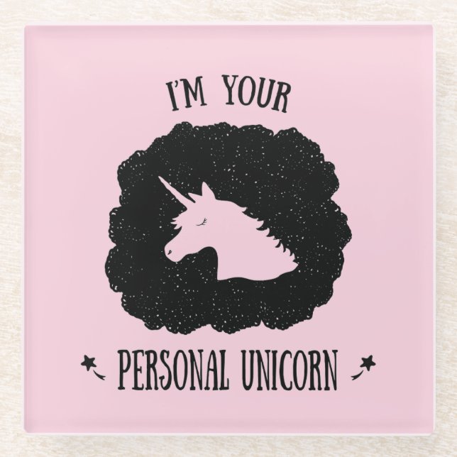Posavasos De Vidrio Soy su unicornio personal (Anverso)