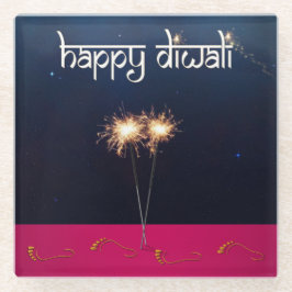 Posavasos De Vidrio Sparkling Happy Diwali - Pascua de vidrio