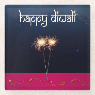 Posavasos De Vidrio Sparkling Happy Diwali - Pascua de vidrio
