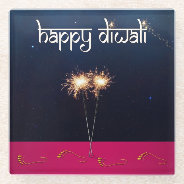 Posavasos De Vidrio Sparkling Happy Diwali - Pascua de vidrio (Anverso)