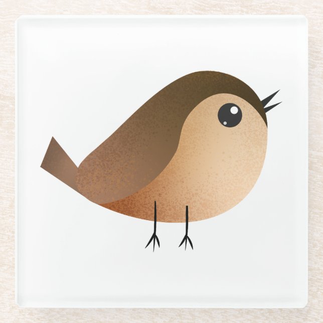 Posavasos De Vidrio Sparrow Bird Cartoon  (Anverso)