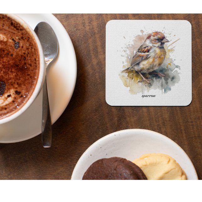 Posavasos De Vidrio Sparrow de acuarela rusa, personalizado (Subido por el creador)