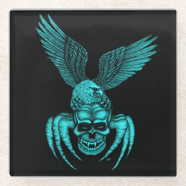 Posavasos De Vidrio Spiderskull con águila (Anverso)
