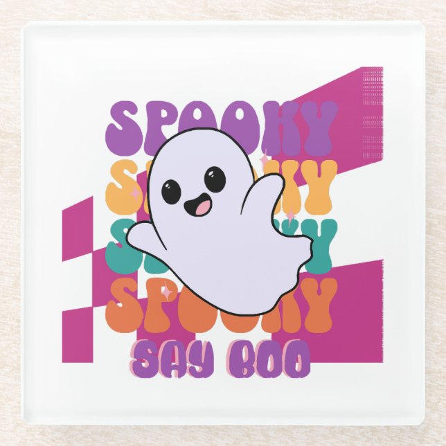 Posavasos De Vidrio Spooky Boo (Anverso)