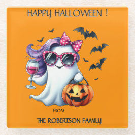 Posavasos De Vidrio Spooky Girly Ghost Halloween