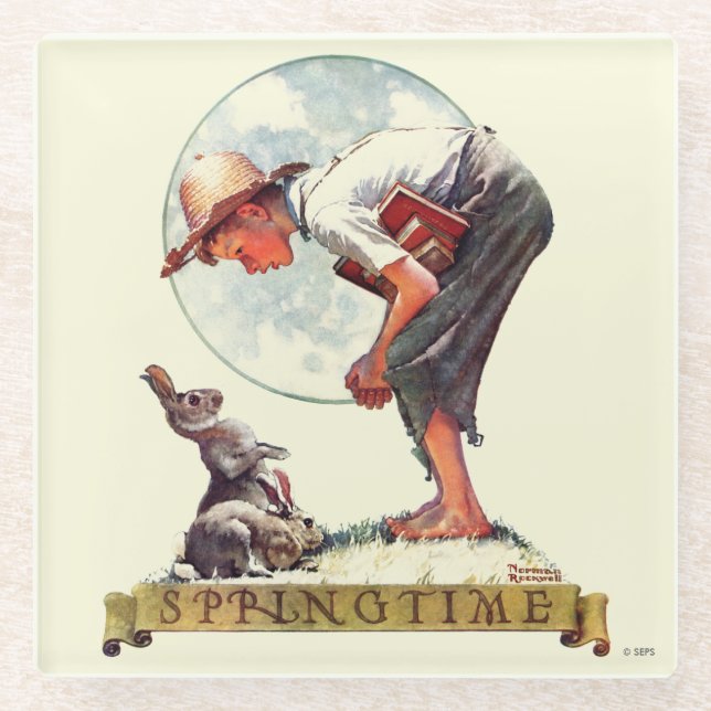 Posavasos De Vidrio Springtime, 1935 chico con conejito (Anverso)