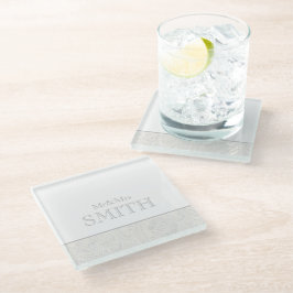 Posavasos De Vidrio Sr.&Sra. NAME Boda Keepsake Elegant Coaster