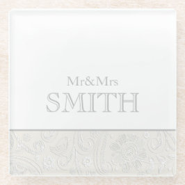 Posavasos De Vidrio Sr.&Sra. NAME Boda Keepsake Elegant Coaster