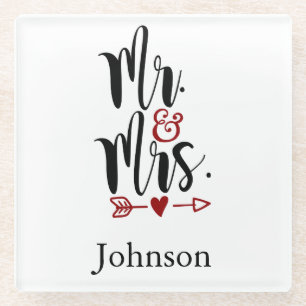 Posavasos De Vidrio Sr. y Sra. Glass Coaster