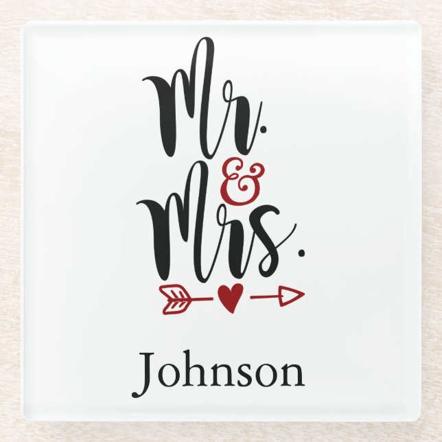 Posavasos De Vidrio Sr. y Sra. Glass Coaster (Anverso)